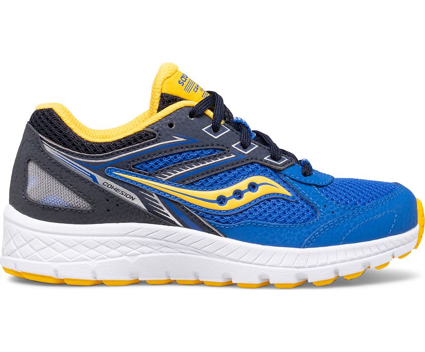 Kids' Saucony Cohesion 14 Lace Sneakers Blue / Yellow | Singapore 843AHKP